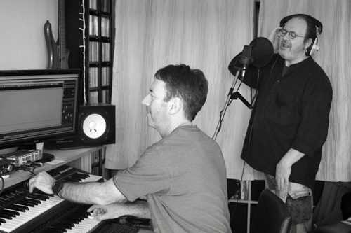 Briand and Kevin recordingf vocals for Consent Under Coercion